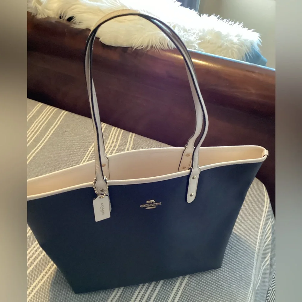 Coach black and white City Tote Reversible purse